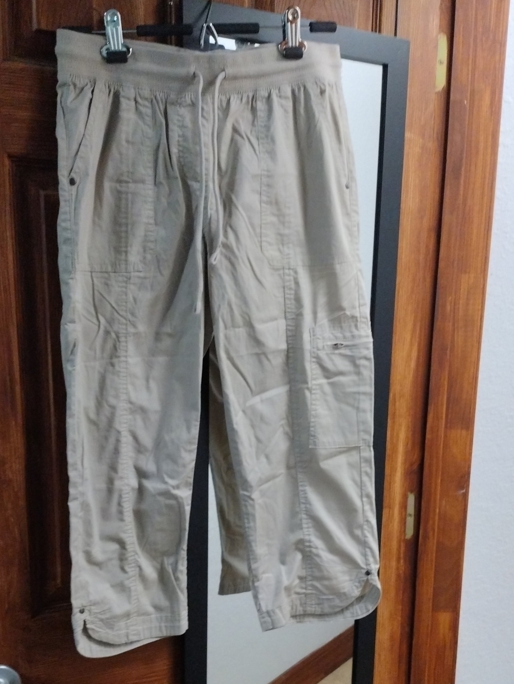 Men's Lightweight Khaki Cargo Drawstring Pants